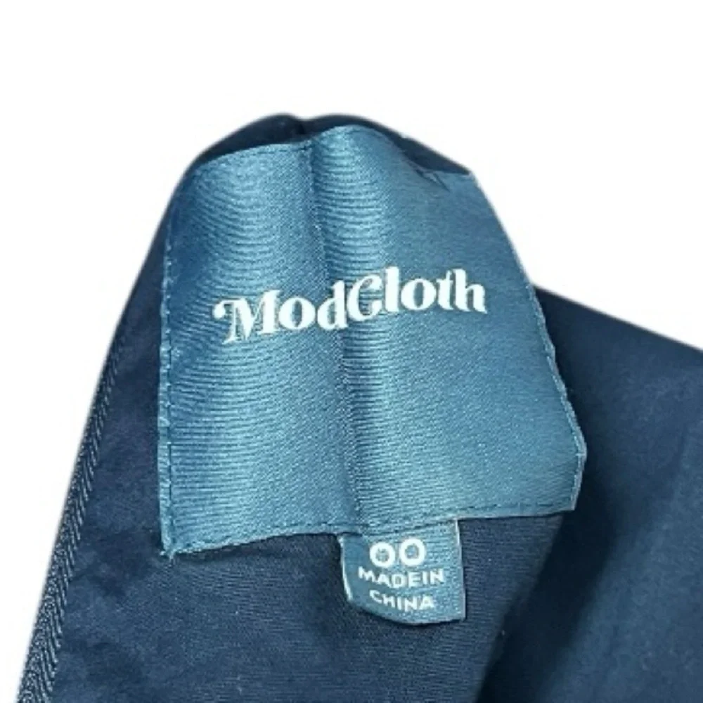 ModCloth Blue Fit & Flare Midi Dress Women’s 00 Sleeveless Lined Back Zip Retro - Picture 6 of 6